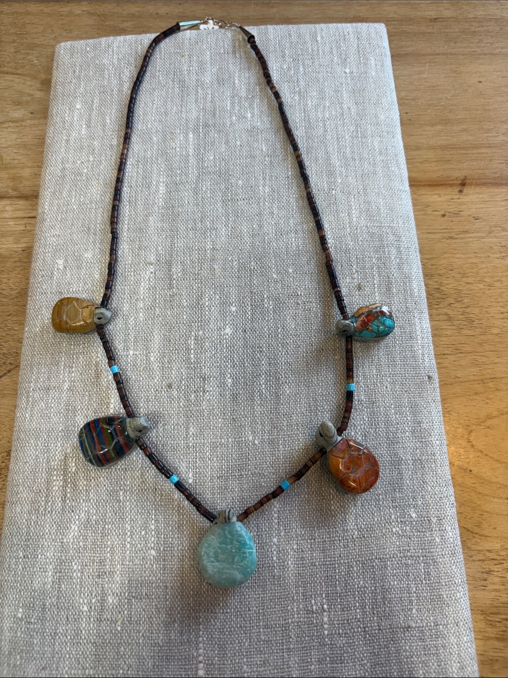 native American turtle fetish necklace, turquoise coral and more